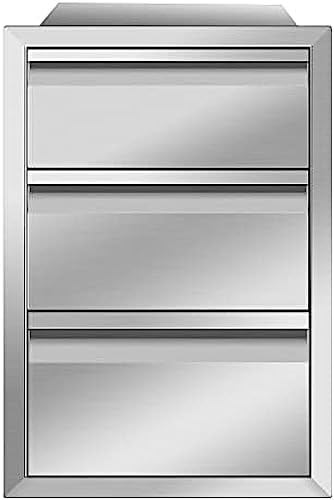 Outdoor Kitchen Drawers, Box Frame Style Flush Mount BBQ Drawer w/Stainless Steel Handle, BBQ Island Drawers For Patio Grill Station,Three Drawers - Image 3