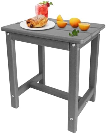 GARDENSTAR Adirondack Square Side Table,one-Tier Outdoor end Table, Patio Side Table for Pool,Porch,Backyard,Relaxing Companion (Grey) (Pack of 2) - Image 7