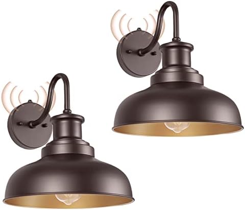 Dusk to Dawn Outdoor Barn Lights Outdoor Wall Sconces Farmhouse Exterior Wall Mount Light Vintage Outside Lighting Fixture Industrial Bronze Lantern for Porch Garage Shed Patio, 2 Pack by Diyel
