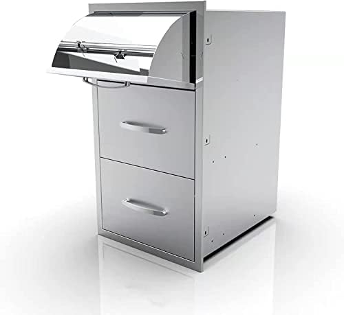 Outdoor Kitchen Drawers Stainless Steel 3-Drawer BBQ Drawer Enclosed Built-in Drawer Flush Mount For Outdoor Kitchens & BBQ Islands,17Wx30Hx21D Inch by RIGMEC
