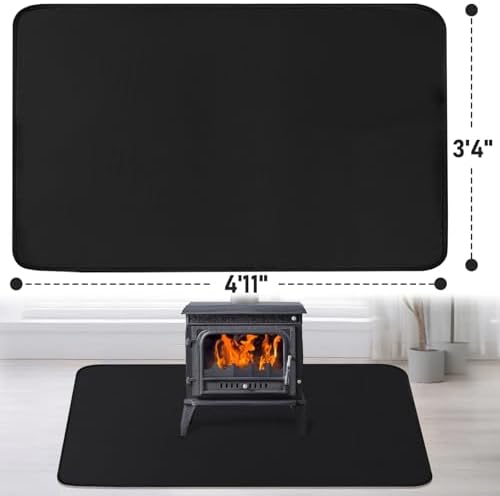 Fireproof Fireplace Rug for Home Protection, 4'11'' x 3'4'' x 0.04'', Black - Image 2