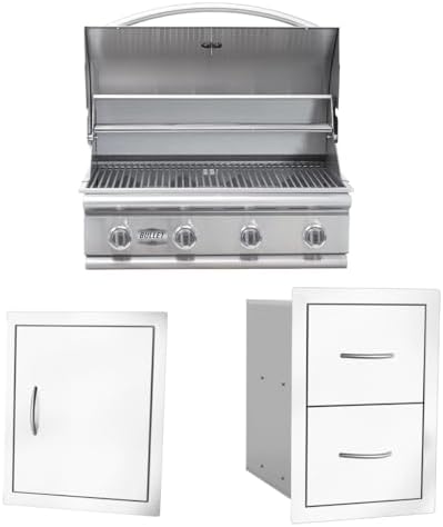 Bullet by Bull Stainless Steel Outdoor - Built-In Natural Gas Grill -Outdoor Kitchen Island Bundle - Includes 4 Burner BBQ, Single Access Door & Double Storage Drawer by Unknown