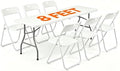 7-Piece White Plastic 8FT Folding Table Chairs Set for 6 People by WelcometoEDWINENE
