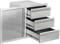 Outdoor Kitchen Door Drawer Combo Cabinet with BBQ Access and Triple Drawers for Outdoor Kitchen Island, Dimensions 38.1"" W x 22.6"" H x 20.8" (Drawer and Left Door Combo) by Unknown