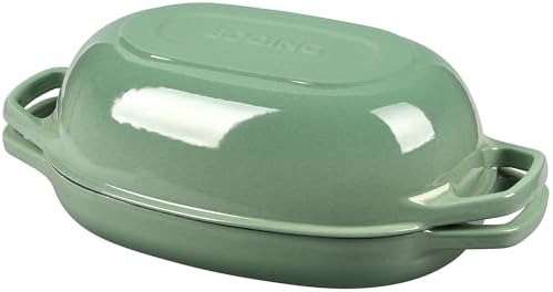 EDGING CASTING Enameled Cast Iron Oval Dutch Oven Pot with Lid, Dutch Oven for Sourdough Bread Baking, Bread Oven, Bread Dutch Oven, Oval Bread Pan, 5qt, Sage Green - Image 3