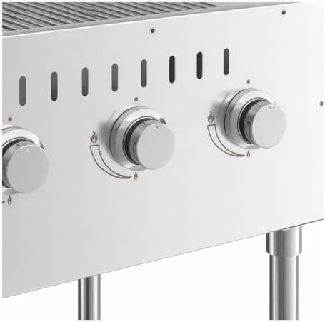 Commercial Stainless Steel Outdoor Liquid Propane Grill with Roll Dome Lid, 48" Cooking Surface, 6 Burners, 96,000 BTU, for Restaurant Patio, Resort, Catering, Outdoor Kitchen, Hotel - Image 4
