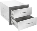 Outdoor Kitchen Drawers 18" W x 15" H x 23" D Flush Mount Double layer BBQ Drawers with Chrome Handle,Stainless Steel Built-in 2-Drawer for Outdoor Kitchen Island, Patio Grill Station by SGOLAN