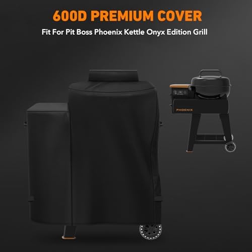 Heavy Duty 600D Polyester Grill Cover Compatible with Pit Boss Phoenix Kettle Grill Onyx Edition Weather Resistant PB Phoenix Kettle Pellet Charcoal Grill Smoker Cover - Image 2