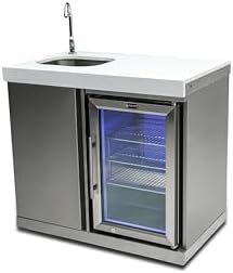 Mont Alpi 38"W x 23"D x 46"H Stainless Steel Beverage Center with Faucet & Sink + 2.7 Cu. Ft. Outdoor Refrigerator Lockable Wine Cooler & Accent Lighting + 3 Adjustable Shelves & Base Storage Cabinet - Image 6