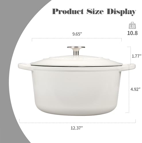 EDGING CASTING Enameled Cast Iron Dutch Oven with Sourdough Bread Baking Kit, Bread Dutch Oven with Lid, Includes Proofing Basket & Baking Tools, 5qt, White - Image 2