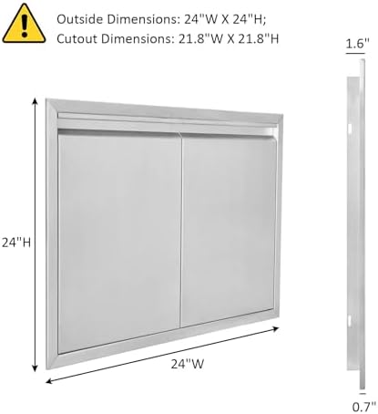 JIE JIN BBQ Access Door 24" W X 24" H Outdoor Kitchen Doors Double Doors Thickened 304 Stainless Steel Outdoor Kitchen Accessories Door for Indoor/Outdoor Kitchen Outdoor Cabinet BBQ Island - Image 2