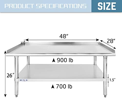 Hally Stainless Steel Equipment Stand 28"x48" Commercial Prep & Work Table - Image 2