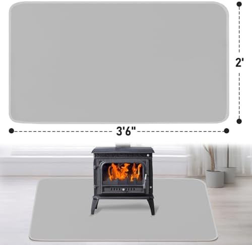 Fireproof Fireplace Rug for Home Protection, 3'6'' x 2' x 0.04'', Grey - Image 2