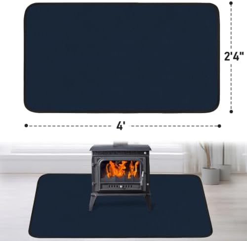 Fireproof Fireplace Rug for Home Protection, 4' x 2'4" x 0.04'', Blue - Image 2