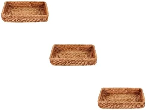 Hemobllo 3pcs Woven Rattan Basket for Snacks and Fruits Lightweight Hand-woven Storage for Kitchen and Outdoor Events for Picnics Parties and Organizing Toys by Hemobllo