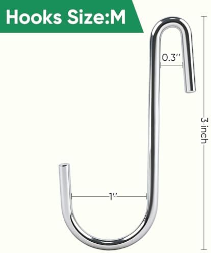 ESFUN 30 Pack 3 Inch S Hooks Heavy Duty Pan Pot Holder Rack Hooks Hanging Hangers S Shaped Hooks for Kitchenware Pots Utensils Clothes Bags Towels Plants - Image 2