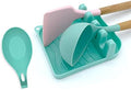 2 Pack Multiple Utensil Spoon Rest with Drip Pad Non-Slip Heat Resistant Kitchen and Grill Spoon Holder for Spatula, Ladle, Tongs, Kitchen Gadgets, and Cooking Accessories (Lake Green) by LSVGOEDirect