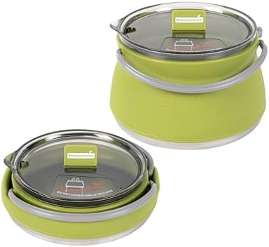 Restaurantware Collapsible 1 L Green Silicone Kettle with Lid, 1 Count by Restaurantware