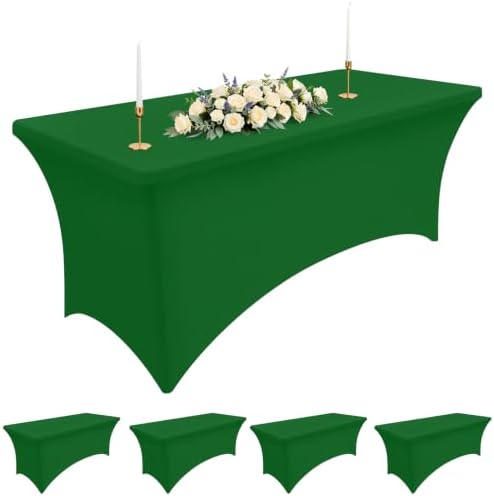 Smiry 5Pack Spandex Table Cloth 6FT, Elastic Fitted EmeraldGreen Tablecloth by Smiry