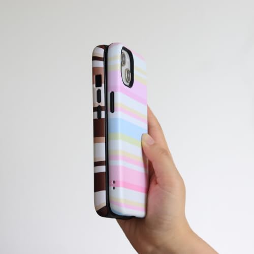 for iPhone 15 Case, Magnetic Matte Frosted Dual-Layer Striped Phone Case for Women, Retro Aesthetic Cover Compatible with Mag Safe Accessories - Berry Sage - Image 4