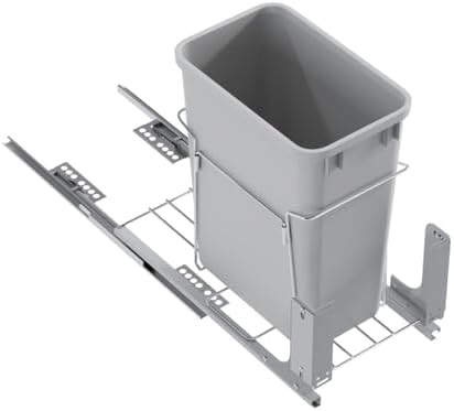 Dowell B15 Aluminum Base Wastebasket Pullout with Door Mount and 50Qt/13Gal Plastic Bin (4012 0115+50) - Image 3