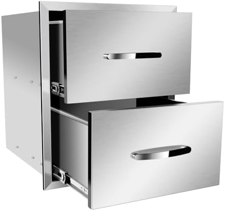 Outdoor Kitchen Drawers, Triple BBQ Drawers Stainless Steel Built-in Drawer For Outdoor Kitchen Island, Patio Grill Station,Double Drawers - Image 7