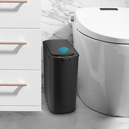 Cesun Automatic Small Bathroom Trash Can with Lid, 2.6 Gallon, Black by Cesun
