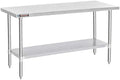 DuraSteel 24x72 Stainless Steel Work Table - NSF Commercial Prep Metal Table - Outdoor Pizza Oven Stand w/Under Shelf - Kitchen Island Laundry Utility Garage Microwave Stand Rolling Storage Cart Vevo by DuraSteel