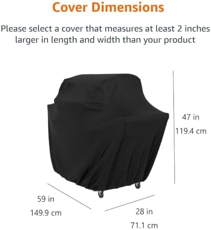 Amazon Basics Gas Grill Barbecue Cover, Waterproof, Water Resistant, Wind Resistant with Elastic Cord, Protection Against UV, Fits Grills up to 60 x 28 x 46 inches, Medium, Black - Image 2