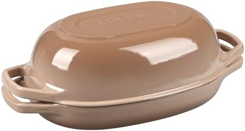 EDGING CASTING Enameled Cast Iron Oval Dutch Oven Pot with Lid, Dutch Oven for Sourdough Bread Baking, Bread Oven, Bread Dutch Oven, Oval Bread Pan, 5qt, Mocha - Image 4
