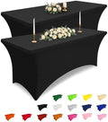 Smiry 2 Pack Spandex Table Cloth 8FT, Elastic Fitted Black Tablecloth by Smiry