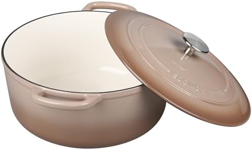 EDGING CASTING Enameled Cast Iron Dutch Oven Pot With Lid, 5.5 Quart, for Bread Baking, Cooking, Mocha - Image 4