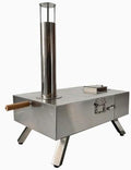 Outdoor Wood-Fired Pizza Oven, Stainless Steel, 26x15x29 Inch, Split Design with Separate Fuel Box, Heat-Shield Handle, for Camping and Home Gatherings by Unknown
