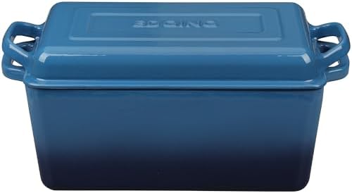 EDGING CASTING Enameled Cast Iron Dutch Oven, Oblong Bread Oven for Sourdough Bread Baking, Baking Pan, Dual Handles, Oven Safe, 4 Quart, Lake Blue - Image 3