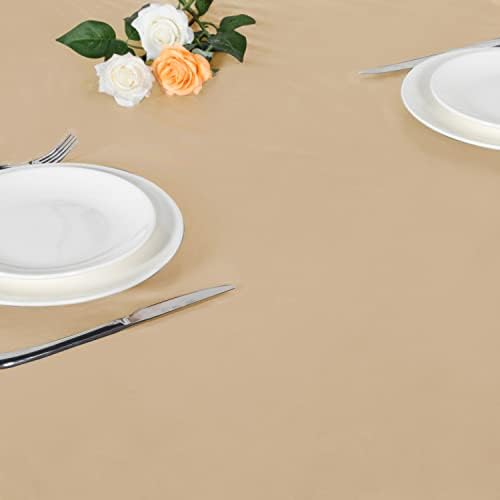 LUSHVIDA Round Tablecloth, Fitted Table Cloth for 57"-68" Tables, Champagne - Image 3