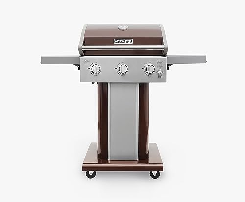 Permasteel 3-Burner Propane Gas Grill, 30,000 BTUs BBQ Grill with Cast Iron Grates, Foldable Side Tables & Tool Hooks, Outdoor Grill, Mocha by Unknown