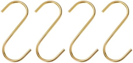 HARFINGTON 4pcs Long S Hooks 4 Inch Extra Long Metal S-Shaped Hanging Hooks High Manganese Steel S Hanger Storage Organizing Tool for Kitchen Garden Bathroom Garage Closet, Gold Tone by HARFINGTON