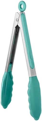 U-Taste Kitchen Tong for Cooking, 600ºF Heat-Resistant Silicon, 9"/Aqua Sky by U-Taste