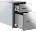 Outdoor Kitchen Double Drawers 13W x 20H x 21D Inch, Flush Mount Access BBQ Island Drawers for Outdoor Kitchens or Patio Grill Station by KODOM