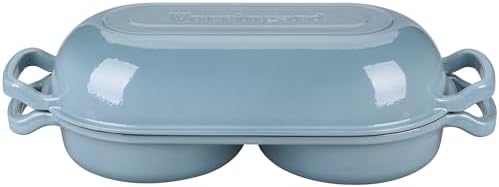 VORRINGARD Enameled Cast Iron Double Dutch Oven with Lid, Dual Round Loaf Pan, Bread pan for Homemade Sourdough Bread Baking, Sea salt - Image 4