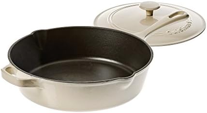 Cuisinart Chef's Classic Enameled Cast Iron Dutch Oven with Lid, Porcelain Enameled Interior, Oven Safe, Induction Compatible, 12-Inch, Chicken Fryer, Cream by Cuisinart