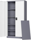 Letaya Metal Garage Storage Cabinets with Lock Door and Adjustable Shelves, Steel Tool Cabinets for Home,Office,Warehouse Organisieren (Gery White, 72" H) by LetayaMetalCabinets