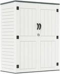 ZYJOYY Outdoor Storage Shed, 59 Cuft Outside Waterproof Storage Cabinet, HDPE Resin Plastic 385 Gallon Outdoor Storage Container, Vertical Lockable Storage Shed (Light Grey, 59 cuft/No Shelves) by ZYJOYY