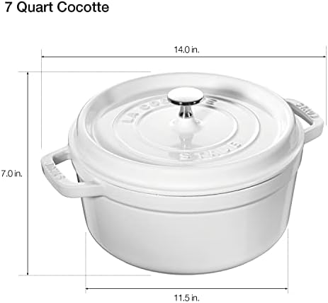 Staub Cast Iron 7-qt Round Cocotte - White - Image 3