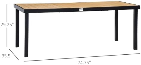 Outsunny 75" x 35" Outdoor Dining Table for 8 People Rectangular Natural - Image 3