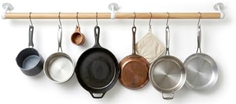 Wooden Pot Rack Wall Mounted - Pans Hanging Rack and Detachable Kitchen Lids Utensils Hanger (Wood color, 33.9inch/2 Pack) by Unknown