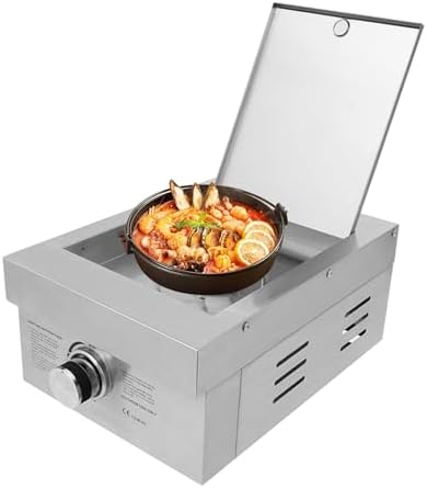 Single Burner Stove for Outdoor Kitchen, Built-in Stainless Steel Side Burner with Removable Grates & Cover, Gas Stove for BBQ Island, Patio, Backyard (Natural Gas, Single Burner, 3.5KW) by Okasiki