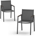 Outdoor Dining Chairs Set of 2, Aluminum Patio Armchairs, All Weather Patio Dining Furniture for Backyard, Deck, Poolside (Charcoal) by Oasbira
