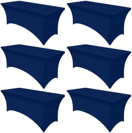 Smiry 6 Pack Spandex Table Cloth 6FT, Elastic Fitted Navy Tablecloth by Smiry
