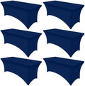 Smiry 6 Pack Spandex Table Cloth 6FT, Elastic Fitted Navy Tablecloth by Smiry
